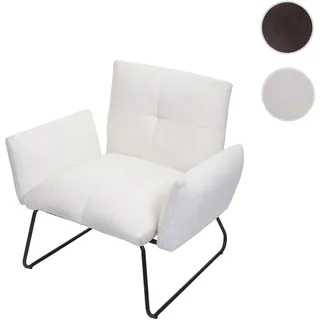 Lounge-Sessel HWC-K34, Cocktailsessel Sessel, Bouclé Stoff/Textil MVG-zertifiziert ~ weiß