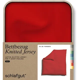 Schlafgut Bettbezug »Knitted Jersey uni, aus Bio-Baumwolle mit Elasthan, Reißverschluss« bügelfrei, Mix & Match Bettwäsche: passender Kissenbezug erhältlich, rot