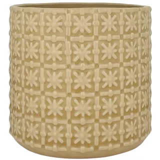 Nordring Retro Übertopf Vintage Pflanztopf für Zimmerplanzen Blumentopf Cross M (12,5 cm ø), elfenbein, Keramik