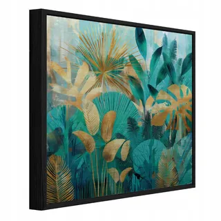 Wallarena Bilder mit Rahmen Blätter Dschungel Grün 50x50 cm , Multicolor , Metall , Recyclingholz , Uni , Rechteckig , 50x50 cm , FSC 100% , 3D-Effekt , Bilder & Rahmen, Bilder, Leinwandbilder