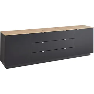 MID.YOU Sideboard, Schwarz, Eiche Artisan - (B/H/T)