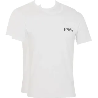 Emporio Armani Man's Bold Monogram T-Shirt mit Rundhalsausschnitt, Weiß, M, tailliert, 2er-Pack, weiß/weiß, M