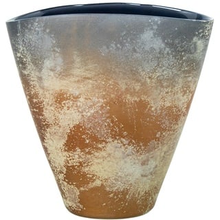 Tischvase aus Glas in Grau und mattem Kupfer, 14 x 24 x 24 cm