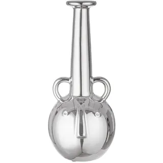 Gilde Dekovase Gesichtsvase - Blumenvase Vase groß aus Keramk Silber glasiert - Deko Wohnzimmer Geschenk Geburtstagsgeschenk - Farbe: Silber Höhe 38 cm