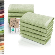 ZOLLNER 10er Set Seiftücher - weiche und saugstarke Waschlappen - waschbar bis 95°C - Baumwolle - 30x30 cm in lindgrün