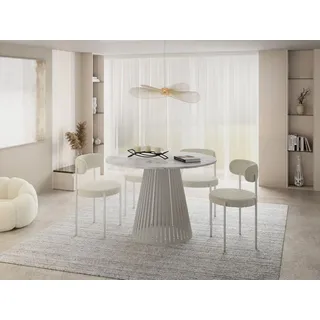 WFL GROUP Naro Ø 120 cm Marmor weiß