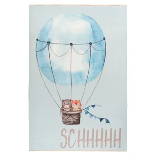 Kinderteppich KAYOOM "Joanna 611", multi, B:115cm H:6mm L:170cm, Baumwolle, Teppiche, Kinderteppich, Kurzflor, Modernes Muster, Deko, Wolle, Heißluftballon