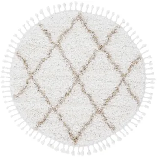 carpetfine Eddy Hochflor-Teppich Ø 80 cm 30 mm Beige