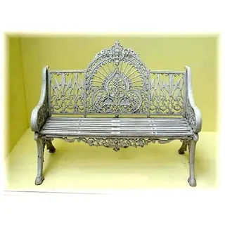 Casa Padrino 2er Gartenbank Vintage Schmiedeeisen Bank in Vintage Grau - Breite 1,2m x Tiefe 0,6m
