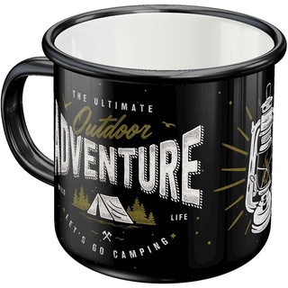 Nostalgic-Art Retro Emaille-Tasse, 360 ml, Outdoor Adventure – Geschenk-Idee für Camping-Fans, Camping-Becher, Vintage Design mit Spruch