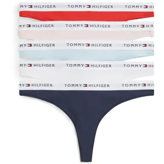 Tommy Hilfiger Underwear Tanga Packung, 5 Stk. körpernahe Passform mit elastischem Bund, blau, weiß, blau, rosa, rot