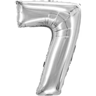 Folienballon Zahlenballon "Zahl 7" silber ca. 76cm, 1 Stk.