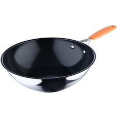 San Ignacio Compact - 28 cm Wok - Geschmiedetes Aluminium - Innenraum Whitford Fusion in Schwarz Schwarz - Äußeres im Matt -Finish - Induktionsliste - Edelstahlgriff Detaildetails Details