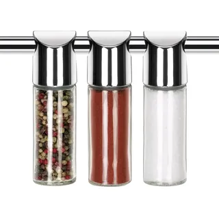 Tescoma Hänge-Gewürzgläser Gewürzdosen aus Glas und Metall, 3 Stück | zum Aufhängen an einer Küchenreling-Stange, praktisches Hängesystem für die Küche, Produktlinie Monti