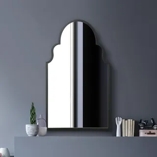 MirrorOutlet The Arcus Wandspiegel, gewölbt, Metallrahmen, 104 x 61 cm, schwarzer Rahmen