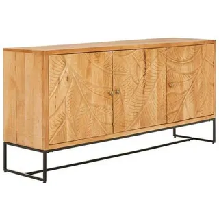 Livetastic Sideboard , Naturfarben, Schwarz , Metall , Mangoholz , vollmassiv , 2 Fächer , 160x75x40 cm , Holzmöbel, Kommoden Holz, Sideboards Holz