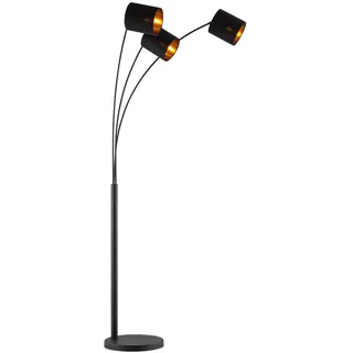 Home Sweet Home moderne Bogenlampe | Schwarz-goldene Stehlampe mit Schirm | Höhe 190 cm | Mit 3xE27 9W 2700K LED-Glühbirne | Industrielle Wohnzimmer-Stehlampe