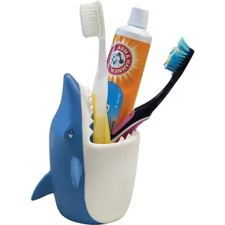 Lily's Home Fun Zahnbürstenhalter für Kinder – Kinder-Badezimmer-Organizer für Zahnpasta und Zahnbürsten. Auch ideal für Stifte, Bleistifte und Marker hai