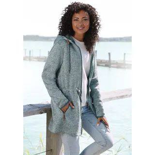 Strickfleecejacke LASCANA, Damen, Gr. 36/38, blau (petrol), Strick, Obermaterial: 100% Polyester, unifarben, Jacken Strickfleecejacke, mit Kapuze, Topseller