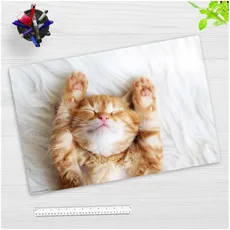 Bild von Schreibtischunterlage für Kinder und Erwachsene Süßes Katzenbaby beim Schlafen, aus hochwertigem Vinyl , 60 x 40 cm