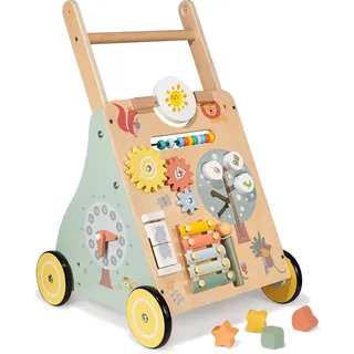 Baby Lauflernwagen Holz, Baby Lauflernhilfe zum Holz, Montessori Spielzeug Multifunktion, Holzspielzeug Baby, Baby Walker Spielzeug für Kinder, Geschenk für Jungen und Mädchen (Klassischer)