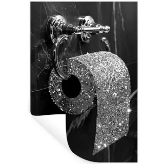 MuchoWow Wandtattoo WC - Toilettenpapier - Schwarz und weiß - Glitter 80x120 cm , Kunststoff , 80x120x0.1 cm , Tapeten & Wandverkleidungen, Wandtattoos & Sticker
