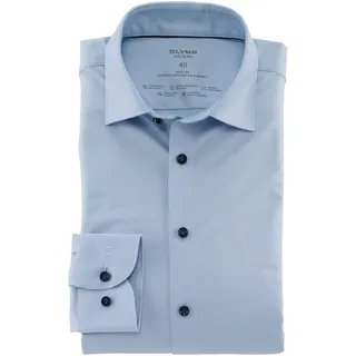 Businesshemd OLYMP "Level Five body fit Jerseyshirt", Herren, Gr. 42, N-Gr, blau (hellblau), Web, Obermaterial: 92% Baumwolle, 8% Elasthan, schmal, Hemden Businesshemd, in Jersey Qualität