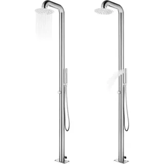 vidaXL Gartendusche mit Brauner Bodenplatte 230 cm Edelstahl - Braun