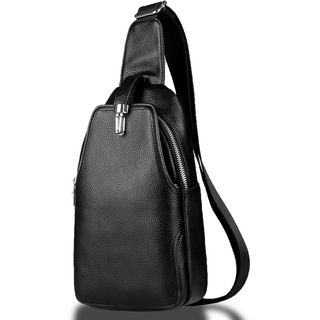 DK86 Leder-Rucksack, Brusttasche, Umhängetasche, Reisetasche, Tagesrucksack für Damen und Herren, schwarz 1