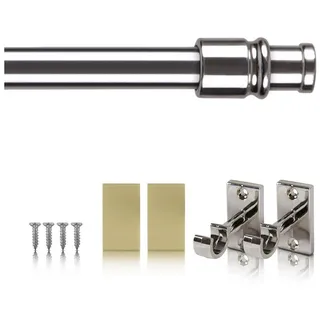 BestLivings Cafehausstange Silber Chrome / 50-75cm), Gardinenstange 50 bis 225 cm Länge ausziehbar, in vielen Farben, für Bistrogardinen, leichte Vorhänge