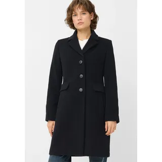 Wollmantel FUCHS SCHMITT, Damen, Gr. 50, schwarz (marine), Web, Obermaterial: 75% Wolle, 20% Polyamid, 5% Kaschmir, clean, unifarben, regular fit ca. Mitte Wade, V-Ausschnitt, abgesteppte Kante, Mäntel Wollmantel, Reverskragen, Regular Fit, Pattentaschen, Kaschmir-Anteil