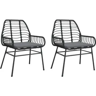 vidaXL Gartenstühle 2 Stk. mit Kissen Schwarz Poly Rattan - Grau