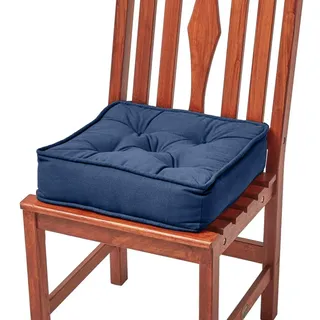 Homescapes Sitzkissen dunkelblau 40/40/10 cm – Stuhlkissen Baumwolle , Dunkelblau , Textil , Füllung: Polyester , Quadratisch , 40x10x40 cm , Oeko-Tex® , Heimtextilien, Wohntextilien, Sitzkissen