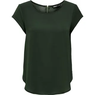 Einfarbige Kurzarm Bluse Basic Rundhals Blusen Shirt Oberteil ONLVIC | 38 - Grün