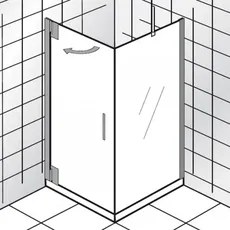 HSK K2P Drehtür für Seitenwand, Größe: 100,0 x 200,0 cm, Türanschlag rechts, Duschkabinen: Chromoptik: ESG klar mit Edelglas