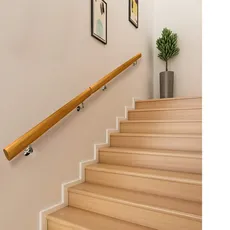 MYOYAY Handlauf Holz 100cm Handläufe Für Treppen Massivholz Treppengeländer Geländer Innen Außen Wandhandlauf Wand Flur Treppe Handlauf mit Edelstahlhalter