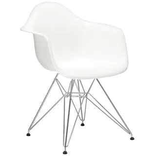 Vitra Stuhl Eames Plastic Armchair DAR 63x83x59 cm weiß, Gestell: verchromt, Designer Charles & Ray Eames