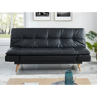 Schlafsofa Klappsofa 3-Sitzer - Kunstleder - Schwarz - ZARINA