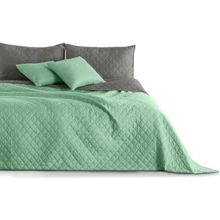 DecoKing 32978 Tagesdecke 260 x 280 Minze Stahl Silber anthrazit grau Axel
