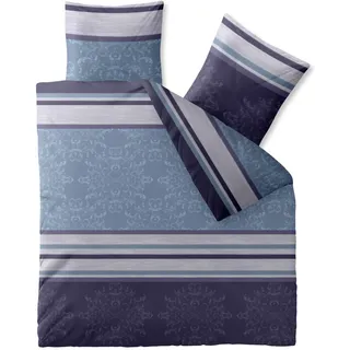 CELINATEX Fashion Bettwäsche 200x200 cm 3teilig Baumwolle, Bettgarnitur für Sommer und Winter, Ganzjährig, Bettbezug, Bettenset, Schöner Wohnen Nicole Streifen Ornamente Blau Violett