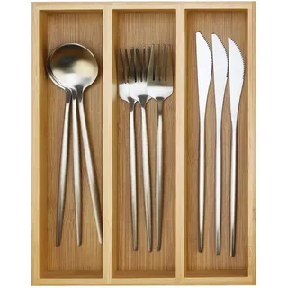 hilislog Kleiner Besteck-Schubladen-Organizer Holz