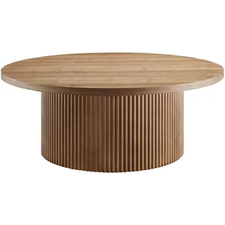 SalesFever Couchtisch mit Massivholz-Lamellen Braun Walnuss 85 x 33 x 85 cm