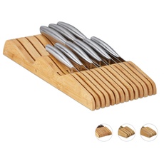 Bild von Messerblock Schublade, liegend, Bambus, für 13 Messer, HBT: 5x17x40 cm, Schubladeneinsatz, Natur