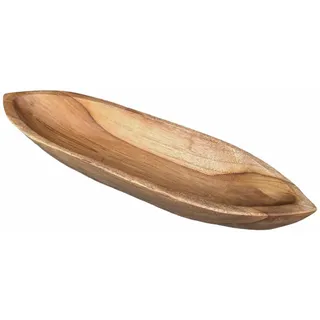 kreatives Wohnen Teakholz Schale 45x13cm bootförmig Einzigartiges Naturprodukt aus Teakholz massiv