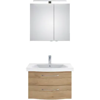 Pelipal Badezimmer , Eichefarben , Holzwerkstoff , 3-teilig , 2 Fächer , 2 Schublade(n),2 Schublade(n) Schubladen , 82 cm , Made in Germany , hängend, Zusatzausstattung erhältlich, Typenvielfalt , Badezimmer, Badmöbelsets & Badmöbelserien, Badmöbel-Sets