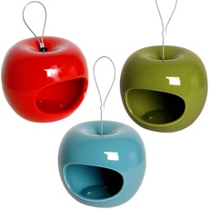 Bild Keramik-Futterspender in Apfelform 3er-Set, Rot/Grün/Blau