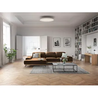 Musterring Wohnlandschaft "MR 2490 Ecksofa mit erstklassigem Sitzkomfort, Long-Life-Leder" Fuß Schwarz, Sitzhöhe 46cm, wahlweise mit Funktionen, Maße 342x207 cm, fango, s