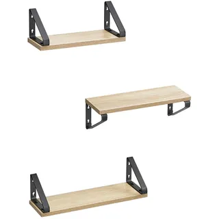Mid.you Wandregalset , Schwarz, Eichefarben , Holzwerkstoff, Metall , 3 Fächer , 40x11x12 cm , Wohnzimmer, Regale, Wandregale