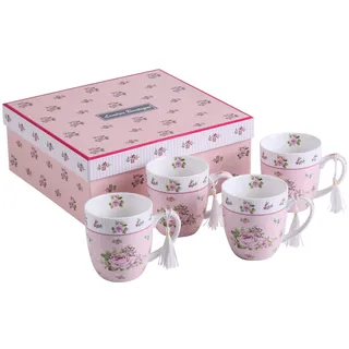London Boutique Kaffeetasse 0,33 l Rosarot 4 St.