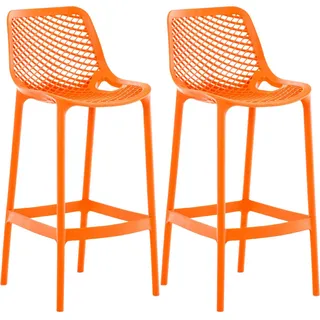 CLP 2er Set Barhocker Air Kunststoff mit Lehne wetterfest UV-beständig bis 160 kg,orange - Orange
